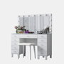 Hanah Home Mesa de Maquillaje BJ163 - 4002 con 13 Focos y Puff Blanco